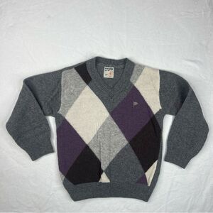 P. Patapon Wool Sweater Boys 4 Gray White Purple